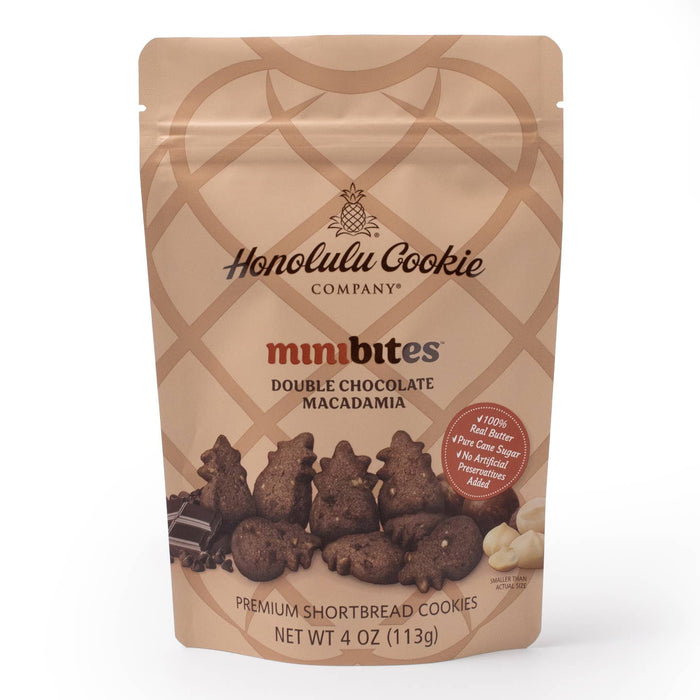 Honolulu Cookie Company Double Chocolate Macadamia Mini Bites Shortbread Cookies